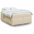 Cama box spring con colchón tela color crema 140x190