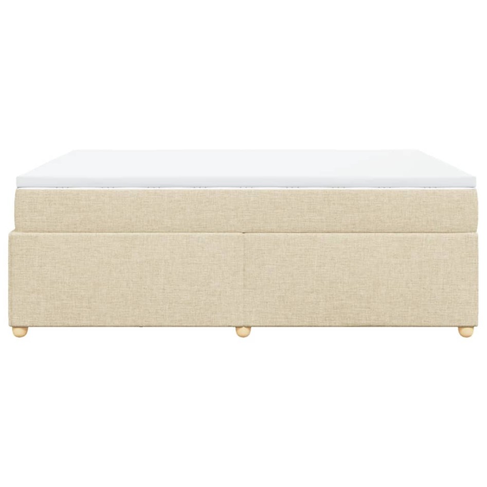 Cama box spring con colchón tela color crema 140x190