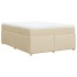 Cama box spring con colchón tela color crema 140x190