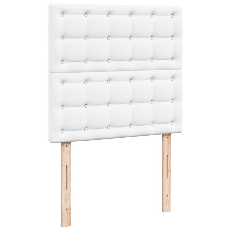 Cama box spring con colchón cuero sintético blanco 80x200