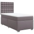 Cama box spring con colchón cuero sintético gris 90x190