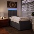 Cama box spring con colchón cuero sintético gris 90x190