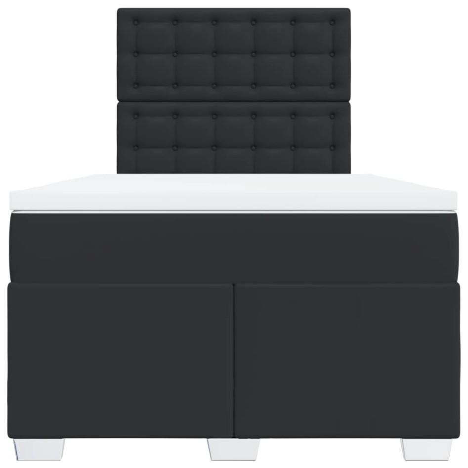 Cama box spring con colchón cuero sintético negro 120x200