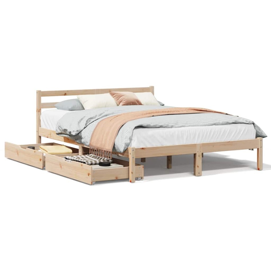 Estructura de cama sin colchón madera maciza de pino 120x190