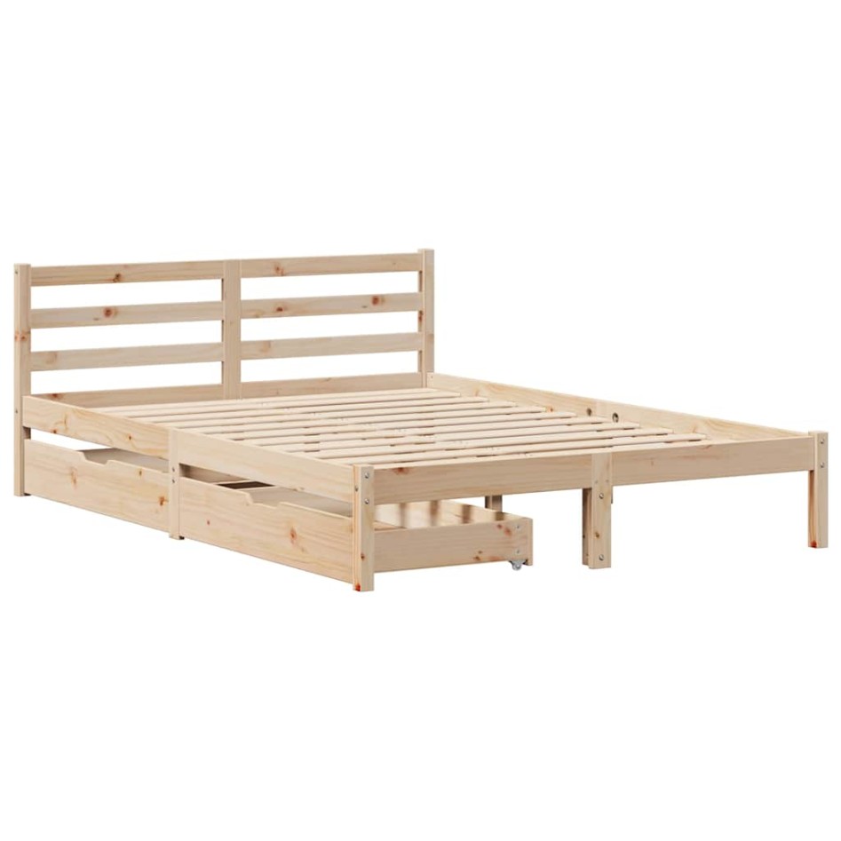 Estructura de cama sin colchón madera maciza de pino 120x190