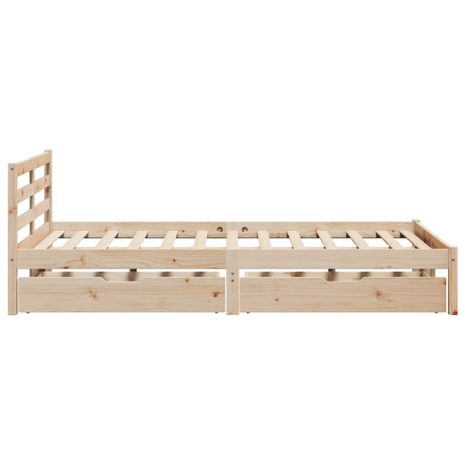 Estructura de cama sin colchón madera maciza de pino 120x190