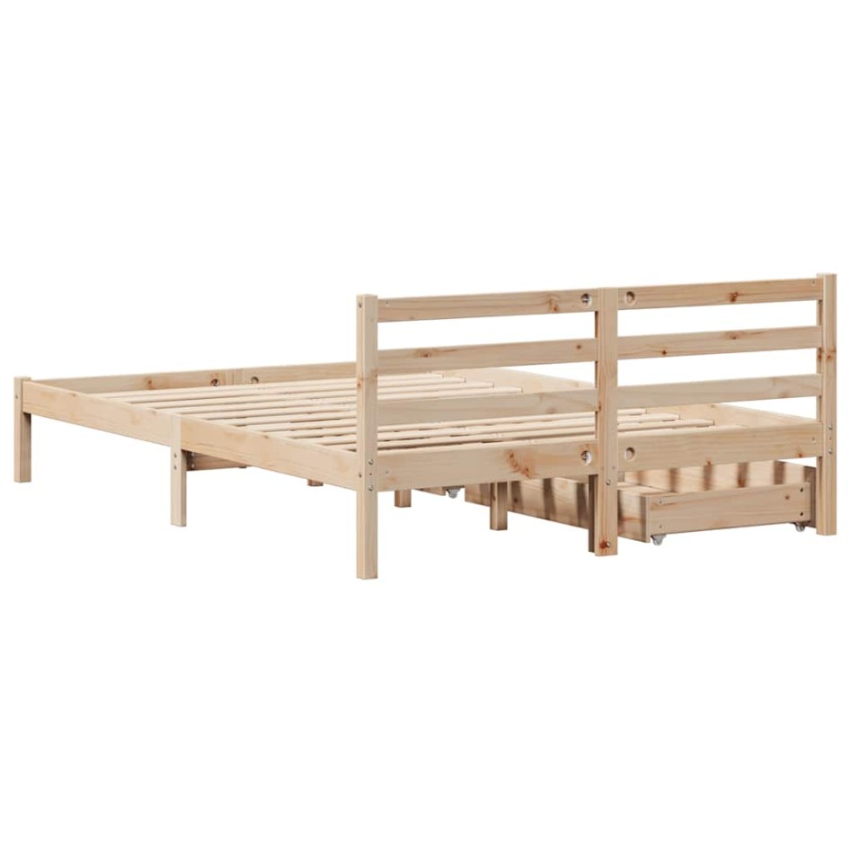 Estructura de cama sin colchón madera maciza de pino 120x190