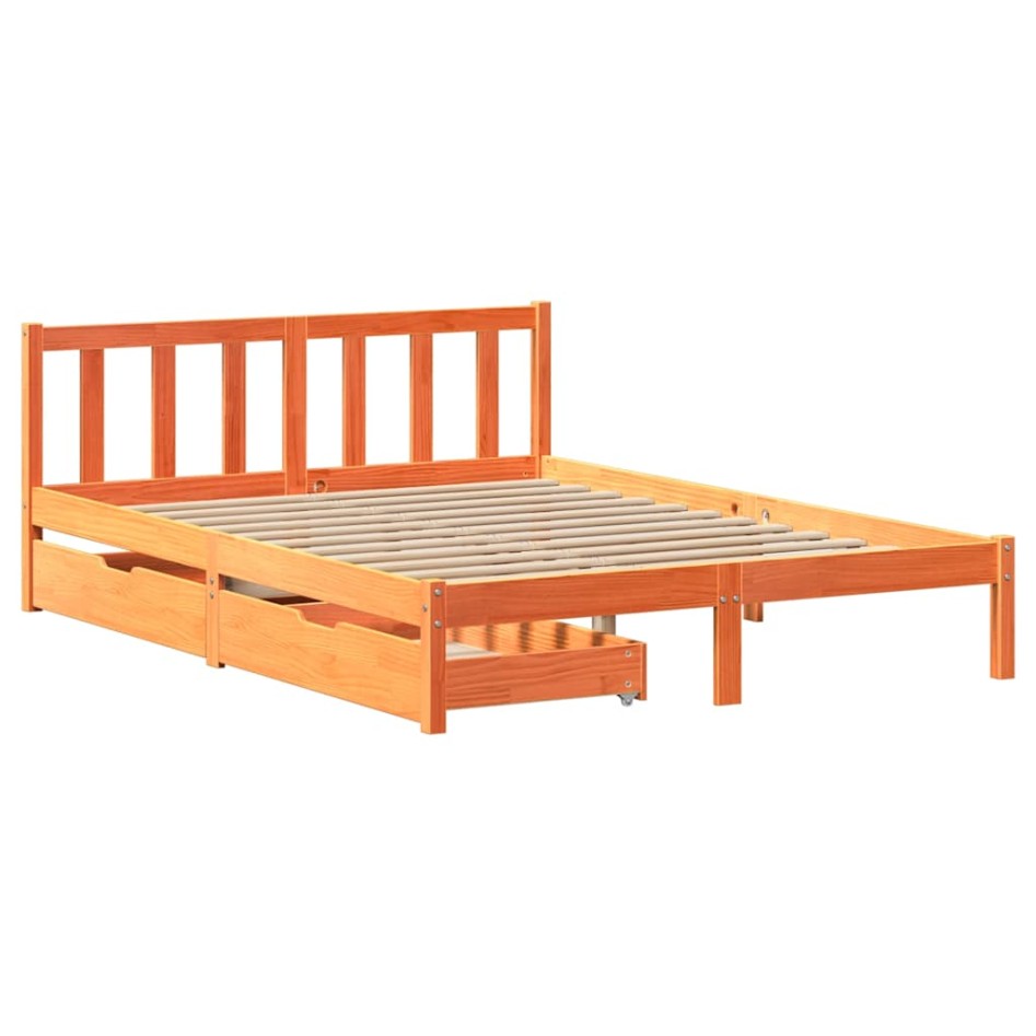 Estructura de cama sin colchón madera maciza marrón 120x190