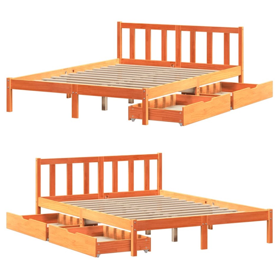 Estructura de cama sin colchón madera maciza marrón 120x190
