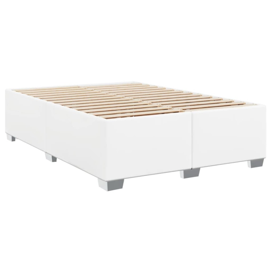 Estructura de cama sin colchón cuero sintético blanco