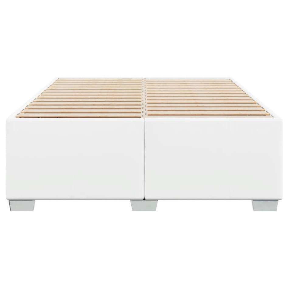 Estructura de cama sin colchón cuero sintético blanco