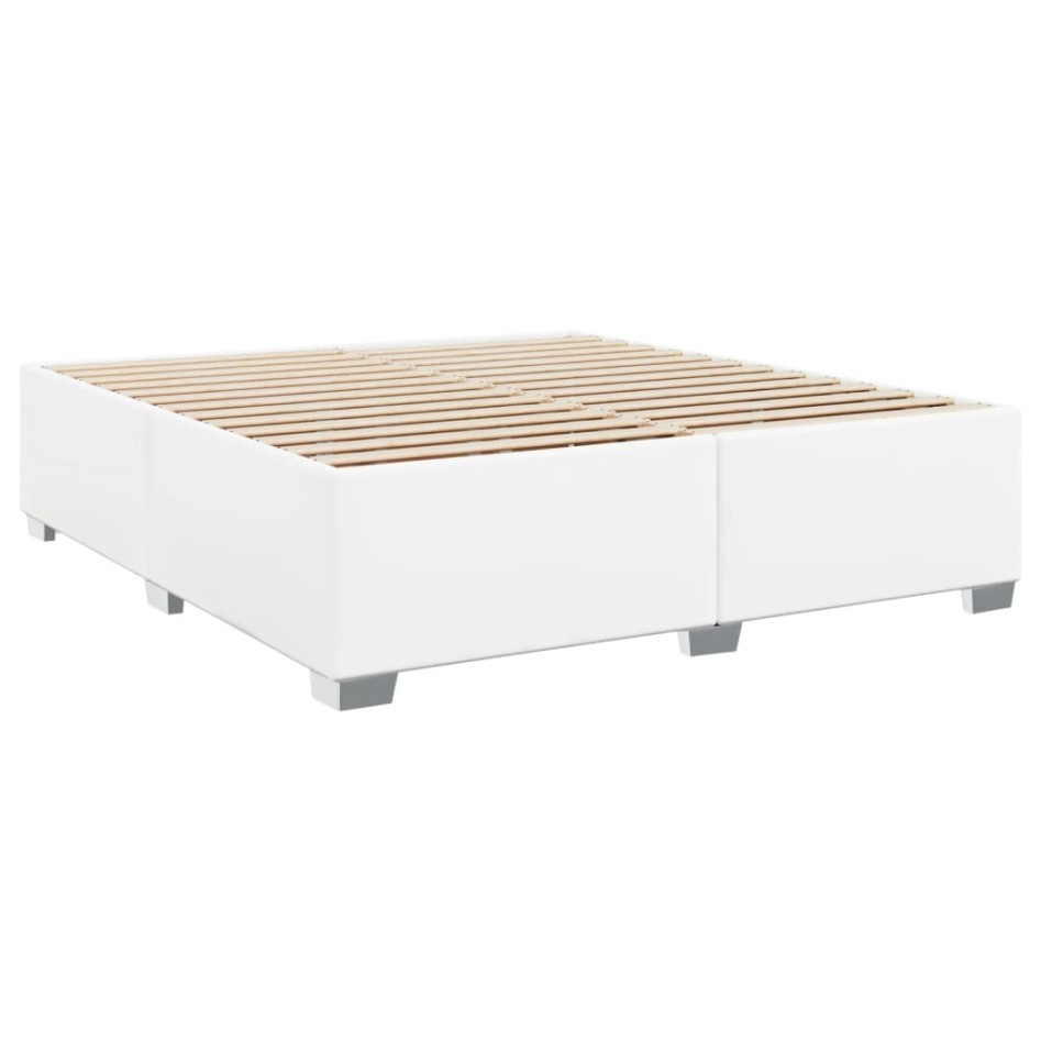Estructura de cama sin colchón cuero sintético blanco