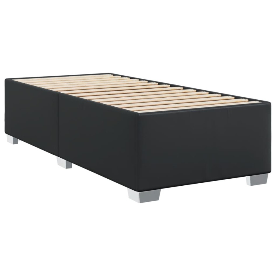 Cama box spring con colchón cuero sintético negro 90x190
