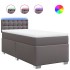 Cama box spring con colchón cuero sintético gris 90x200