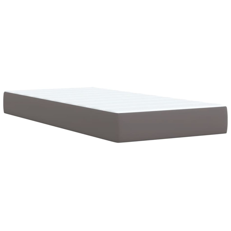 Cama box spring con colchón cuero sintético gris 90x200