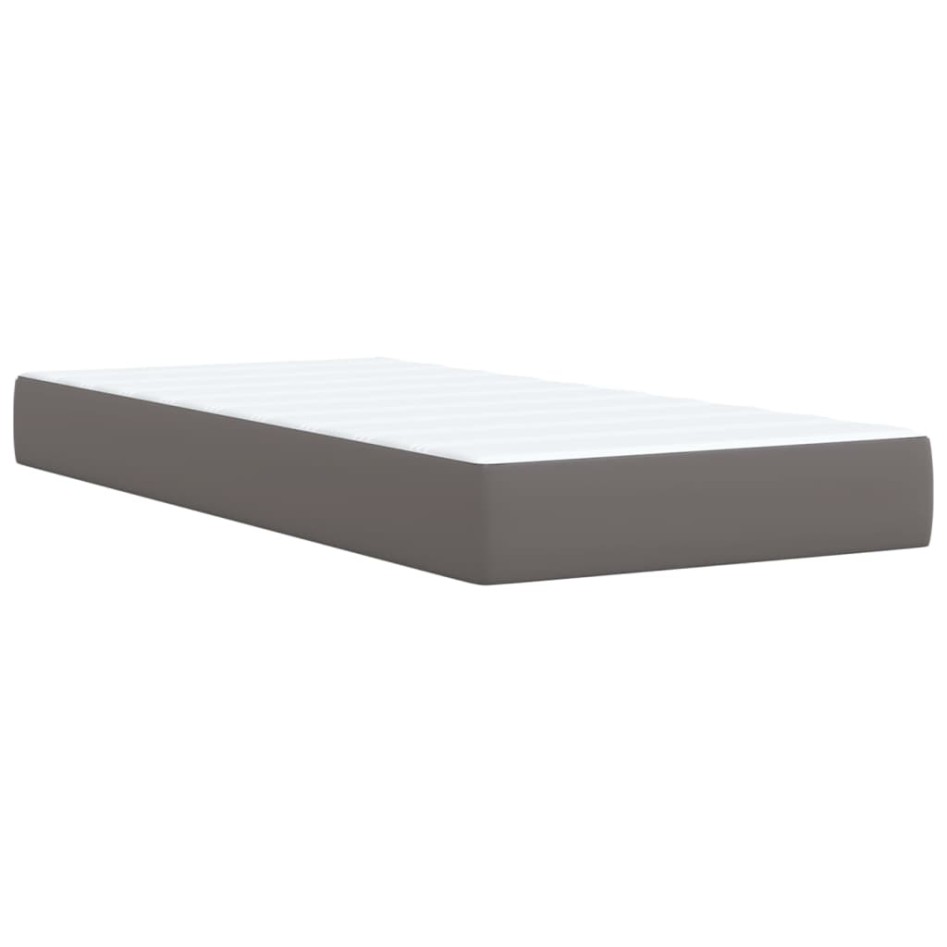 Cama box spring con colchón cuero sintético gris 100x200
