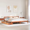 Cama sin colchón madera maciza de pino marrón cera 180x200 cm