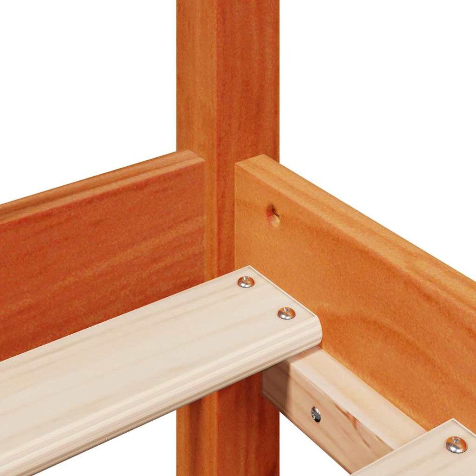 Cama sin colchón madera maciza de pino marrón cera 180x200