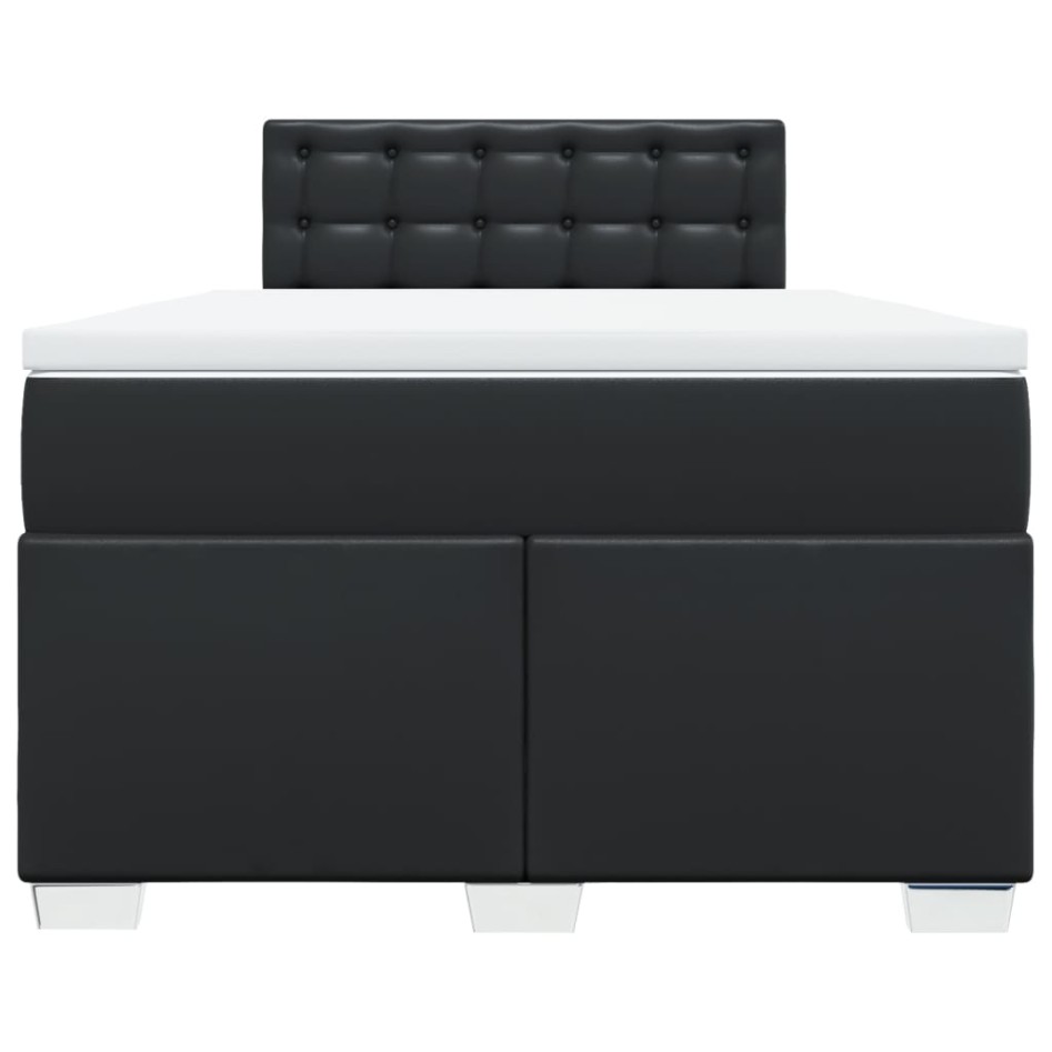 Cama box spring con colchón cuero sintético negro 120x190