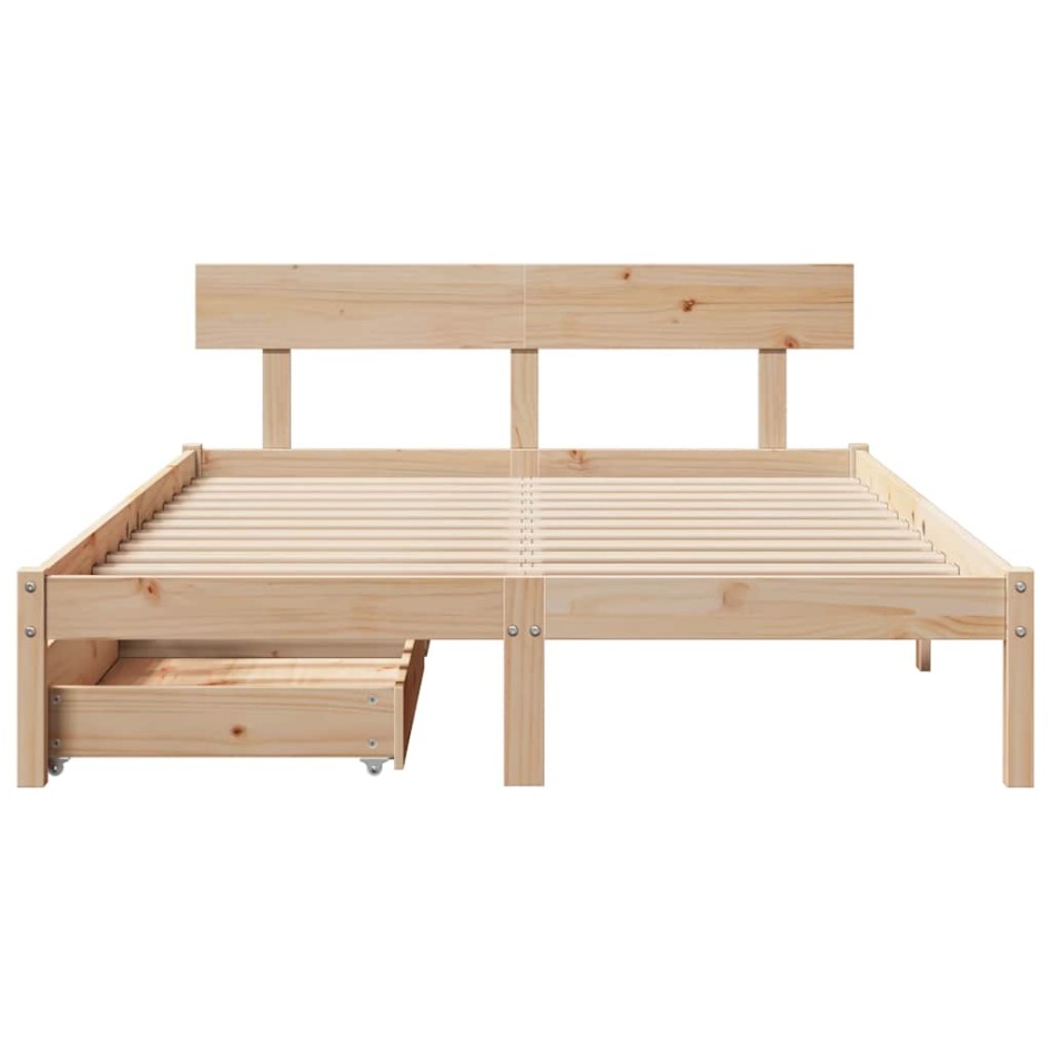 Estructura de cama sin colchón madera maciza de pino 120x190