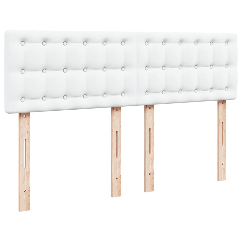 Cama box spring con colchón cuero sintético blanco