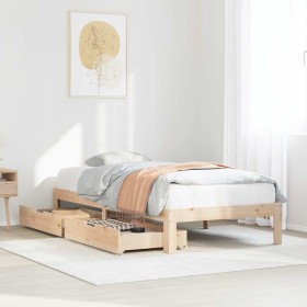 Estructura de cama con cajones madera maciza de pino 90x200