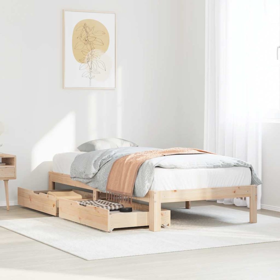 Estructura de cama con cajones madera maciza de pino 90x200