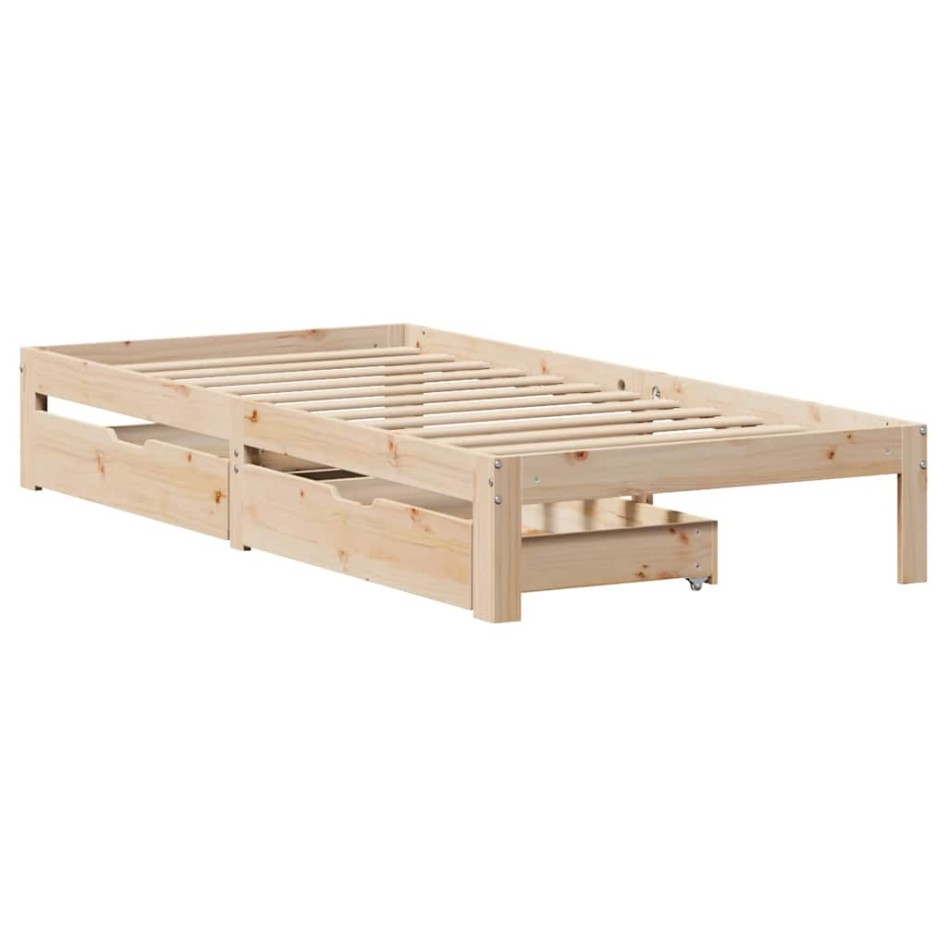 Estructura de cama con cajones madera maciza de pino 90x200