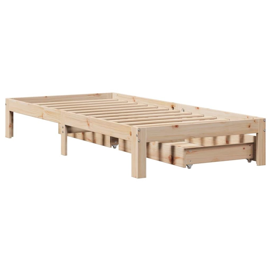 Estructura de cama con cajones madera maciza de pino 90x200