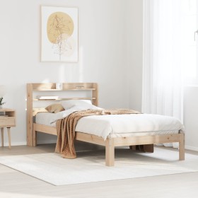 Estructura de cama con cabecero madera maciza pino 75x190