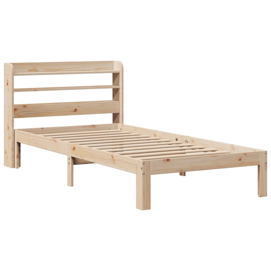 Estructura de cama con cabecero madera maciza pino 75x190