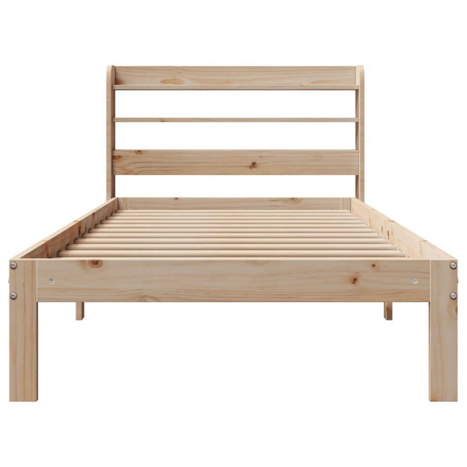 Estructura de cama con cabecero madera maciza pino 75x190
