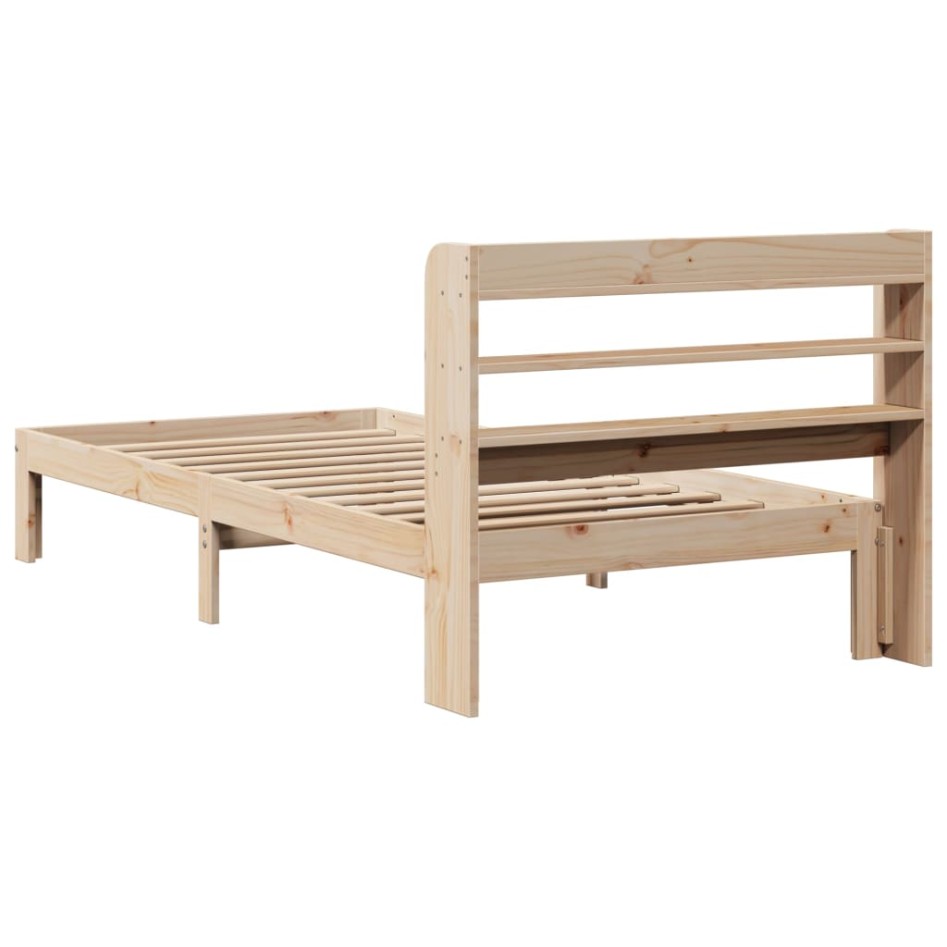 Estructura de cama con cabecero madera maciza pino 75x190