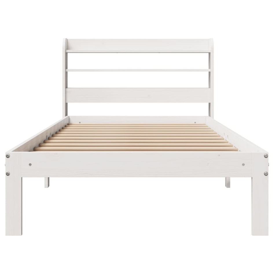 Estructura de cama con cabecero sin colchón blanco 100x200