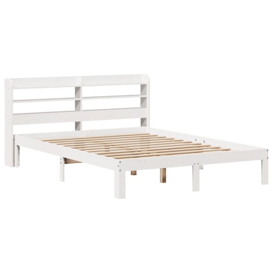 Estructura de cama con cabecero madera de pino blanco