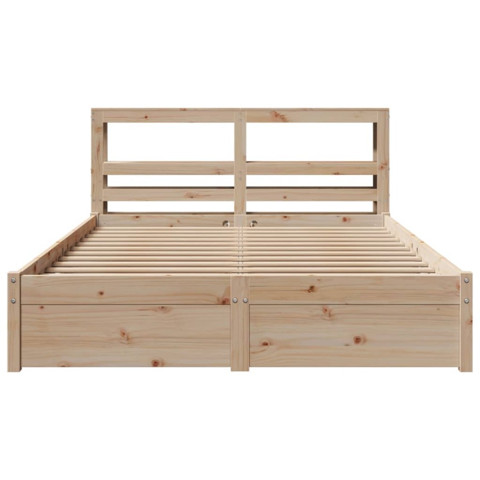 Estructura de cama con cabecero madera maciza pino 120x200