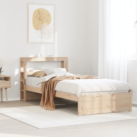 Estructura de cama con cabecero madera maciza pino 75x190