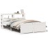 Estructura de cama con cabecero sin colchón blanco 140x200