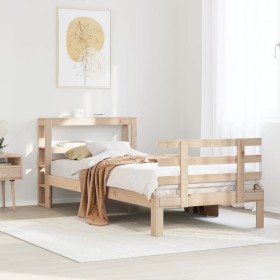Estructura de cama con cabecero madera maciza de pino 90x200