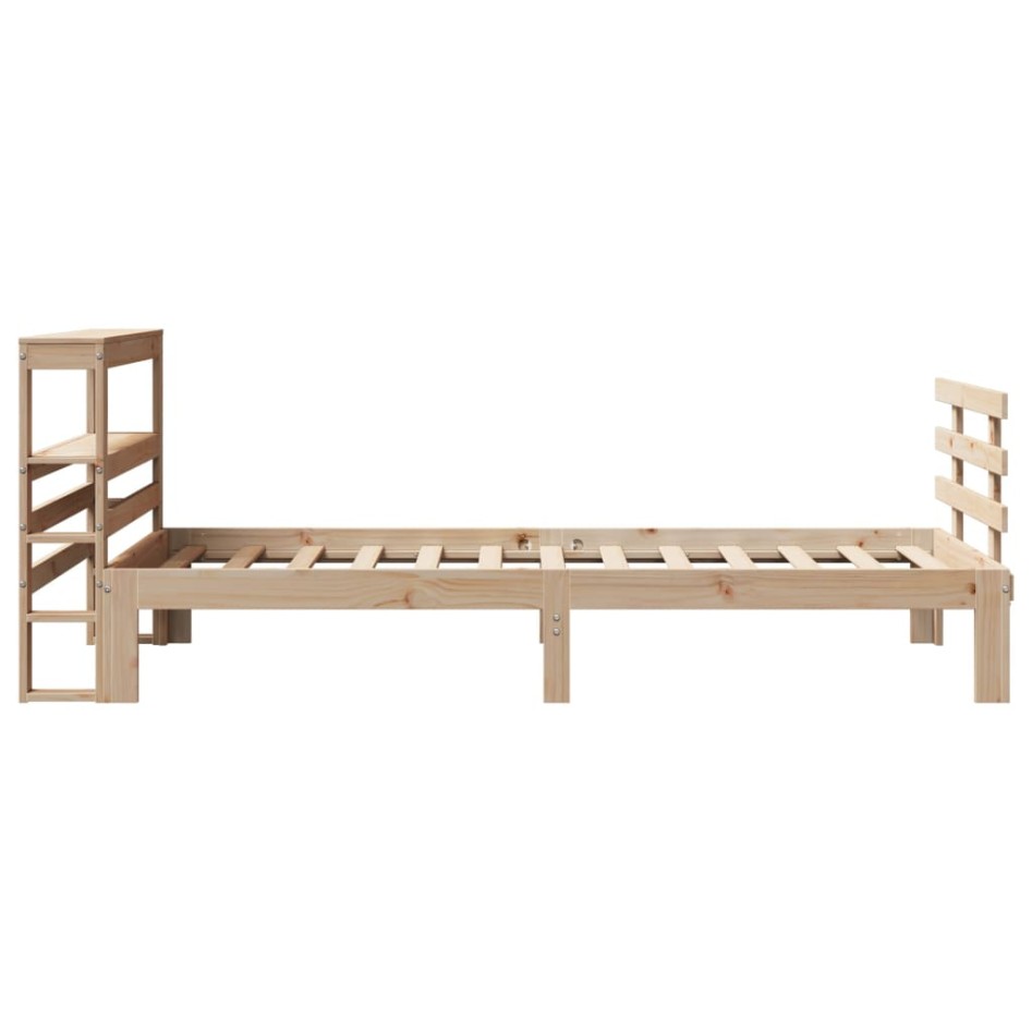 Estructura de cama con cabecero madera maciza de pino 90x200