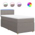 Cama box spring con colchón tela gris taupe 80x200