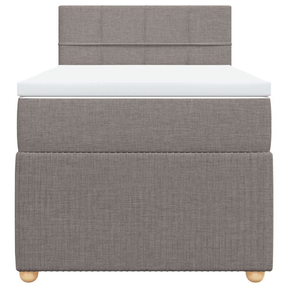 Cama box spring con colchón tela gris taupe 80x200