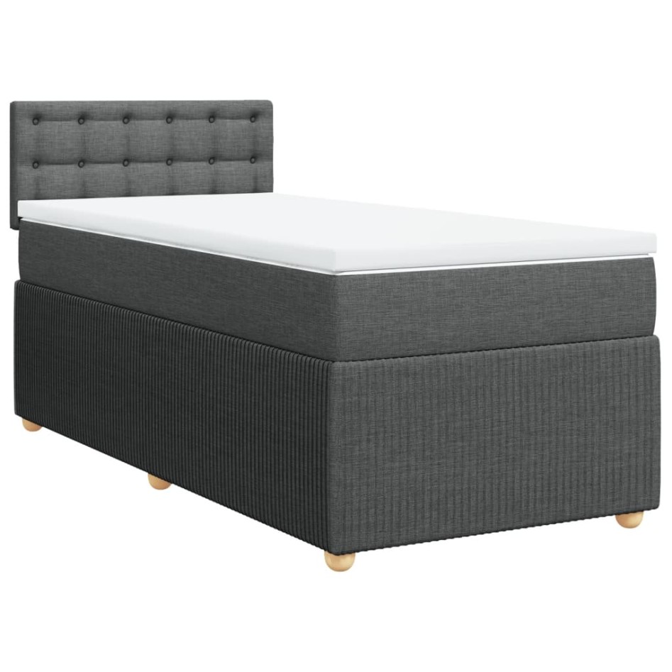 Cama box spring con colchón tela gris oscuro 80x200