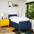 Cama box spring con colchón tela azul 80x200