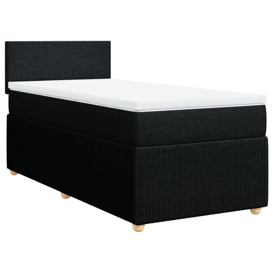 Cama box spring con colchón tela negro 90x200