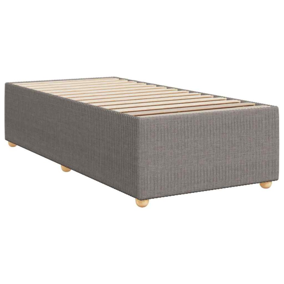Cama box spring con colchón tela gris taupe 90x200