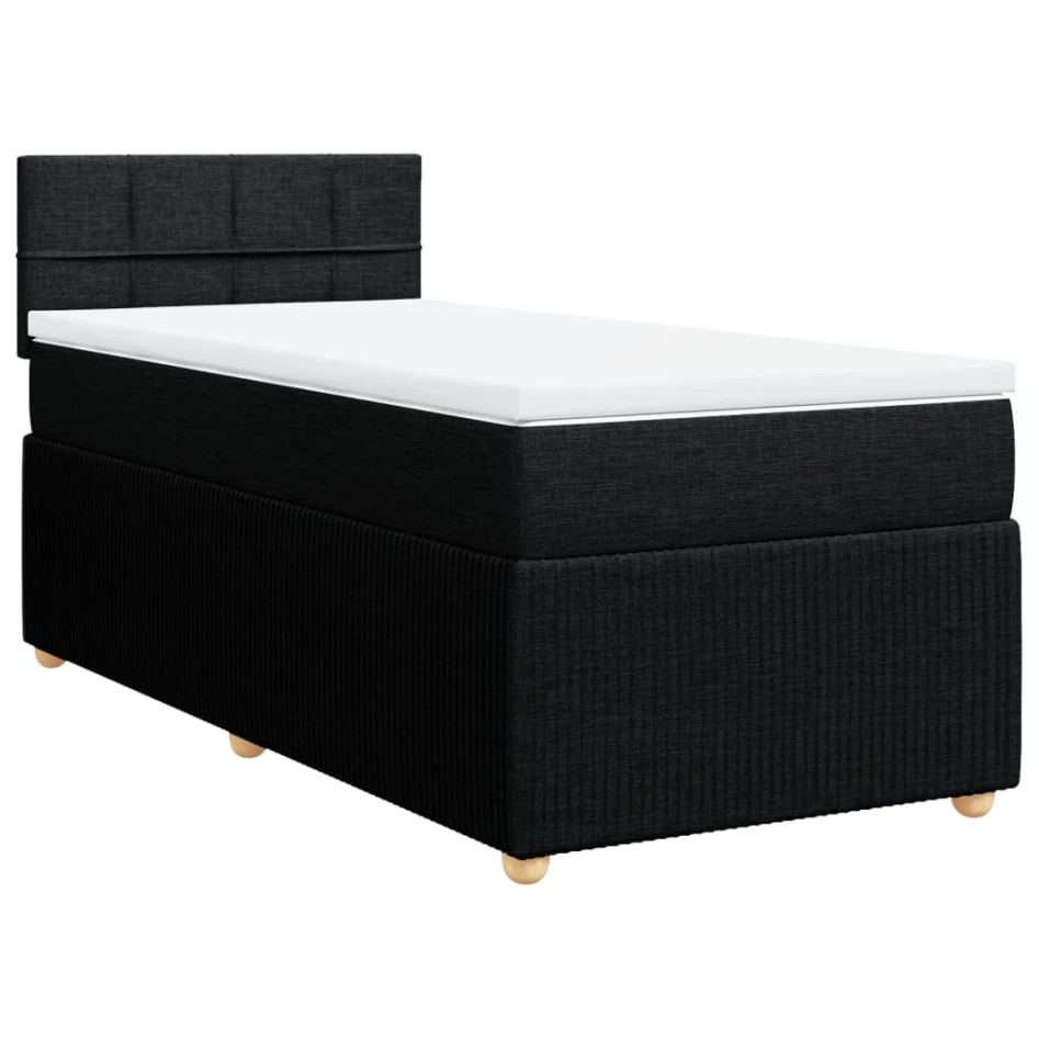 Cama box spring con colchón tela negro 90x200
