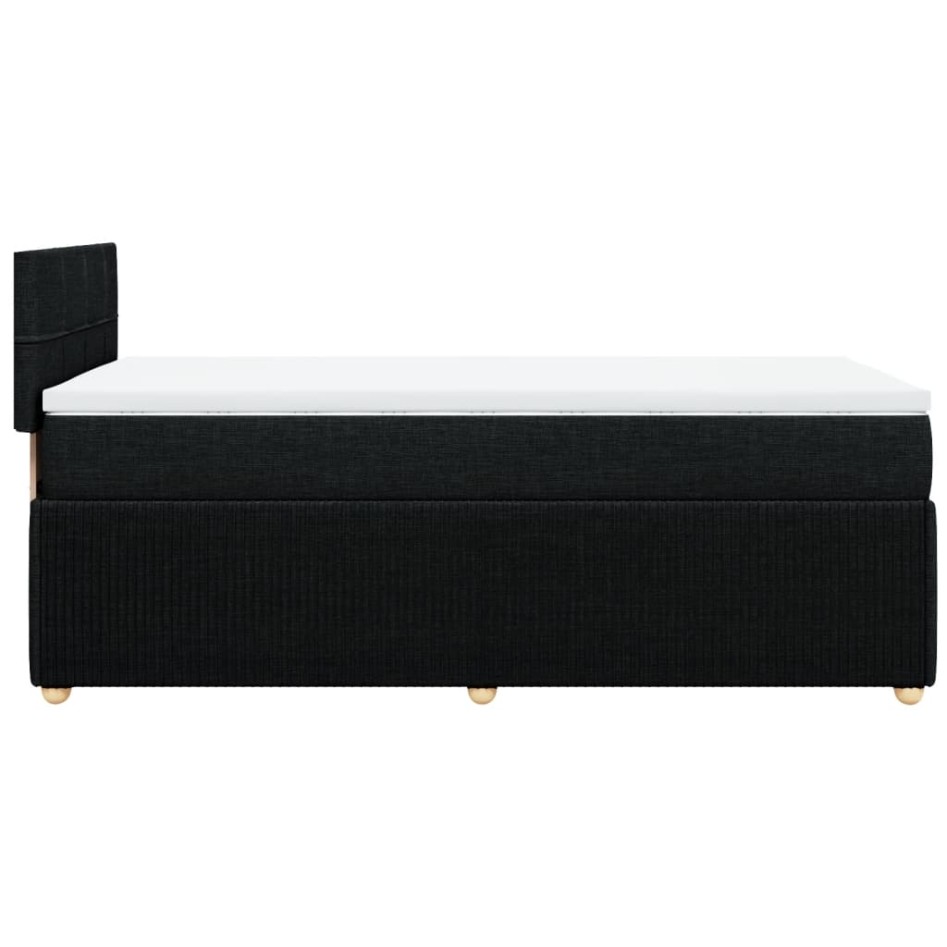Cama box spring con colchón tela negro 90x200