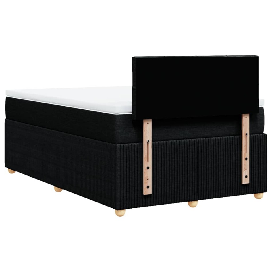 Cama box spring con colchón tela negro 120x190