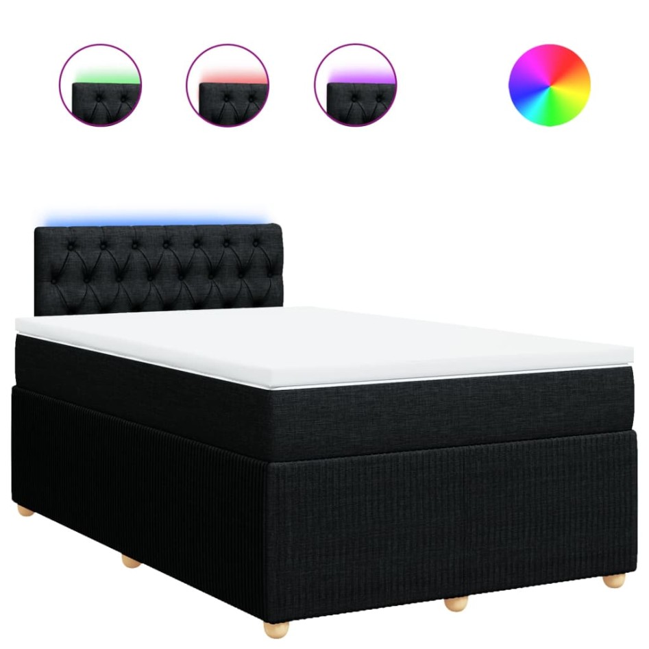 Cama box spring con colchón tela negro 120x190